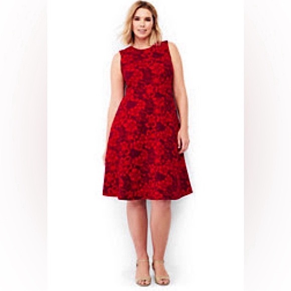 Lands’ End Tropical Print Ponte Fit and Flare Dress - Picture 2 of 11